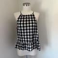 Anthropologie Tops | Anthropologie Cloth & Stone Gingham Halter Neck Blouse Lightweight Sz Xs | Color: Black/White | Size: Xs