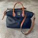 Dooney & Bourke Bags | Classic Dooney & Bourke Two Handle Purse With Removable Shoulder Strap | Color: Blue/Tan | Size: Os