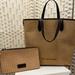 Dooney & Bourke Bags | Dooney & Bourke Authentic Tan Wooven Embossed Leather Tote And Wristlet. | Color: Tan | Size: Os