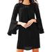 Lilly Pulitzer Dresses | Lilly Pulitzer Bell Sleeve Amenna Mini Dress Onix Black Lace Trim Size 4 Nwot | Color: Black | Size: 4