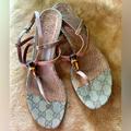 Gucci Shoes | Gucci Brown Leather Thong Sandal 38 | Color: Brown/Pink | Size: 8