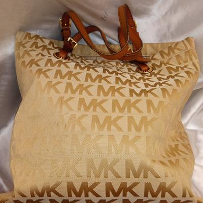 Michael Kors Bags | * Michael Kors, Handbag, Fabric Leather Gold Signature Tote Nice Condition | Color: Brown/Gold | Size: Os
