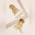 Anthropologie Jewelry | Anthropologie Valencia Fringed Drop Earrings | Color: Gold | Size: Os