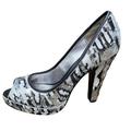 Coach Shoes | Coach Black & Silver Sequin Peep Toe Heels, Coach Shoes, Sequin Heels | Color: Black/Silver | Size: 8