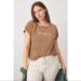Anthropologie Tops | Anthropologie Saturday Sunday Merci Spotted Graphic Tee Cropped Xs | Color: Brown/Pink | Size: Xs