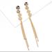 Anthropologie Jewelry | Anthropologie Gold Plated Long Fringed Crystal Chain Drop Earrings | Color: Gold | Size: Os