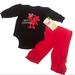 Disney Matching Sets | Disney Minnie Mouse Baby Girl 2 Piece Christmas Outfit Sz 9 Months | Color: Black/Red | Size: 9mb