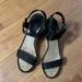 Ralph Lauren Shoes | Lauren Ralph Lauren Ilene Espadrille Stretch Strap Wedges Size 7m | Color: Black/Cream | Size: 7