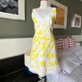 J. Crew Dresses | J. Crew Sleeveless Floral Dress With White Appliques Barbie Style Us4 - W793 | Color: White/Yellow | Size: 4