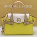 Michael Kors Bags | Michael Kors Carmen Medium Color-Block Faux Saffiano Leather Belted Satc | Color: White/Yellow | Size: Medium