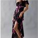 Free People Dresses | Free People Women's A Dream Midi Floral Off Shoulder Dress Sz Xs | Color: Black/Pink | Size: Xs