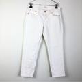 Levi's Jeans | Levis Womens Boyfriend Jeans Mid Rise Tapered Flat Front White Size 30 Denim | Color: White | Size: 30