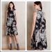 Anthropologie Dresses | Anthropologie Maeve Larkhill Floral Swing Midi Dress Mock Neck Silk Black White | Color: Black/White | Size: Xs