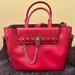 Michael Kors Bags | Hamilton Legacy Large Studded Leather Belted Satchel | Color: Red | Size: Os