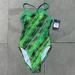 Nike Swim | Nike Epic Lights Racerback Competition One Piece Swimsuit Size 26 | Color: Black/Green | Size: 26