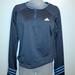 Adidas Tops | Adidas Climacool Collarless Pull Over 1/4 Zip,Long Sleeve Athletic Shirt Size L | Color: Blue/Gray | Size: L