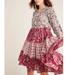 Anthropologie Dresses | Anthropologie Ro’s Garden Etheline Peasant Midi Dress Red Mixed Floral-Xs | Color: Gold/Red | Size: Xs