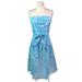 Lilly Pulitzer Dresses | Lilly Pulitzer Blue & White Cotton Silk Floral Print Strapless Dress Belted Sz 6 | Color: Blue/White | Size: 6