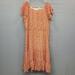 J. Crew Dresses | J Crew Dress Tiered Midi Orange Floral Boho Short Sleeve Womens 14 | Color: Orange | Size: 14