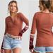 Free People Tops | Free People Mikah Layering Cuff Waffle Knit Henley Thermal Top In Autumn Combo | Color: Orange/Red | Size: Xs