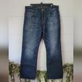 American Eagle Outfitters Jeans | Ae Classic Bootcut Distressed Dark Wash Jeans 34x32 | Color: Blue | Size: 34