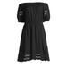 Kate Spade Dresses | Kate Spade Scallop Eyelet Border Mini Dress Womens Medium Black Short Sleeve | Color: Black | Size: M