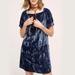 Anthropologie Dresses | Anthro’s Floreat Blue Crinkled Velvet Shift Dress | Color: Blue | Size: Xs