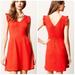 Anthropologie Dresses | Anthropologie Tabitha Dress Cherie Red Vneck Ruffle Cap Sleeve Pockets | Color: Red | Size: 10