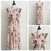 Anthropologie Dresses | Kachel Anthropologie Silk Peach/Pink Floral Maxi Dress - Peplum & Animal Accents | Color: Cream/Pink | Size: 0