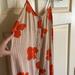 Madewell Dresses | Madewell Sundress Orange Flowers Tan Stripes Small | Color: Cream/Orange | Size: S