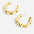 J. Crew Jewelry | J Crew Earrings/ Pearl Studded Hoops/ Gold Plated | Color: Gold/White | Size: Os