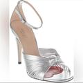 Gucci Shoes | Gucci Crawford Metallic Silver Leather Knotted Strap Sandals Pumps 39 | Color: Silver | Size: 9