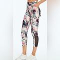 Jessica Simpson Pants & Jumpsuits | Jessica Simpson Floral Stripe Leggings Size Medium Nwt | Color: Gray/Pink | Size: M