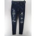 American Eagle Outfitters Jeans | American Eagle Jeans 2 Jegging Stretch Denim Ripped Logo Dark Wash | Color: Blue | Size: 2