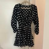 Zara Dresses | Black And White Dot Dress Mini Dress With Deep V. | Color: Black/White | Size: Xs