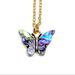 Anthropologie Jewelry | Anthropologie Gold Plated Abalone Shell Dainty Butterfly Pendant Necklace | Color: Blue/Gold | Size: Adjustable 16”-18” Chain