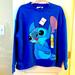 Disney Tops | Disney’s Lilo & Stitch “Stitch” Womens Cobalt Classic Crew Graphic Sweatshirt | Color: Blue/Pink | Size: L