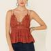 Free People Tops | Free People Adella Cami Lace Ruffled Tank Top | Color: Red | Size: Xs