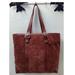 Coach Bags | Coach Maroon Red Suede Leather Trim Top Handle Large Tote Shoulder Bag - Vintage | Color: Red | Size: Os