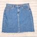 J. Crew Skirts | J Crew High Rise High Waist Denim Jean Raw Hem Pencil Skirt 4 | Color: Blue | Size: 4