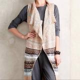 Anthropologie Sweaters | Anthropologie / Sleeping On Snow Oullins Jacquard Sweater Vest Cardigan Xs / S | Color: Brown/Tan | Size: S