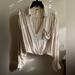 Free People Tops | Free People Relaxed Shimmery Long Sleeve Top | Color: Cream | Size: M