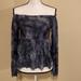 American Eagle Outfitters Tops | Aeo American Eagle Blue Grey Tie Dye Off Shoulder Bell Sleeve Top - Size | Color: Blue/White | Size: L