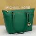 Michael Kors Bags | Michael Kors Charlotte Large Leather Top-Zip Tote Green Nwt | Color: Gold/Green | Size: Os