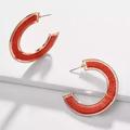 Anthropologie Jewelry | 2/$35 Anthropologie Red Embroidered Weave Gold Plated Big C Hoop Earrin | Color: Red | Size: Os