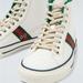 Gucci Shoes | Gucci Tennis 1977 High Top Sneakers In White With Web Trim New In Box Men 10 | Color: Green/White | Size: 10