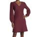 Madewell Dresses | Madewell Burgundy Ribbed Knit V-Neck Long Bubble Sleeve Ladies Dress, M | Color: Red | Size: M