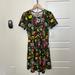 Lularoe Dresses | New Lularoe Amelia Dress Short Sleeve Bird & Flowers Print Floral Black, Large | Color: Black/Yellow | Size: L