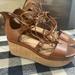 Coach Shoes | Brown Zipper In The Back Super Cute Only Worn Inside Coach Wedge Lace Up | Color: Brown | Size: 8.5