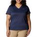 Columbia Tops | Columbia Women's Short Sleeve V-Neck Shirt Workout Tshirt Dark Blue Size Xl | Color: Blue | Size: Xl